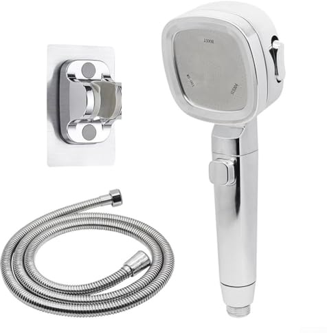 URPIZY Pommeau de douche camping-car, tuyau inclus, 3 jets, haute pression, économie d'eau, interrupteur marche/arrêt, caravane, camping, mobil-home, acier inoxydable, 1,5 m