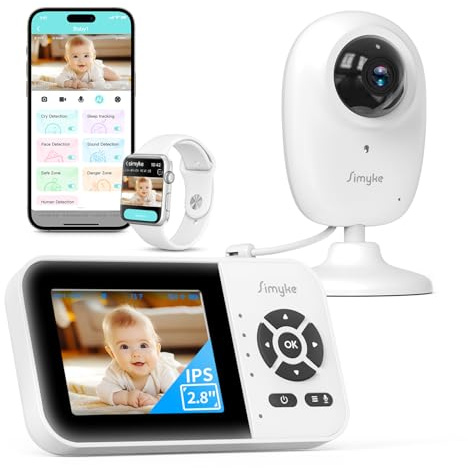 Baby Monitor with Camera and Night Vision,1080P Wifi Video Baby Monitor with App,2-Way Talk,Temperature Sensor,VOX Mode, Lullabies,2.8 inch Screen,Portable for Travel