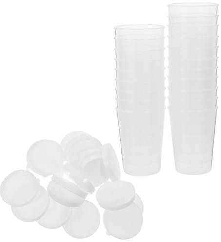 Garneck 20pcs Measuring Cup Lid Graduated Sample Cups for Laboratory Accurate Liquid Measurement Screw Lid