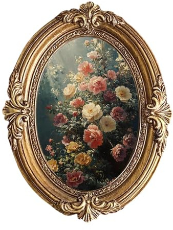 JISADER Baroque Photo Frame Oval Picture Frame Ornament Vintage Style Decorative Gold Ornate Photo Frame for Living Room Decoration Hallway, Study, Bookcase, Office Decor (15cm×20cm Oval)