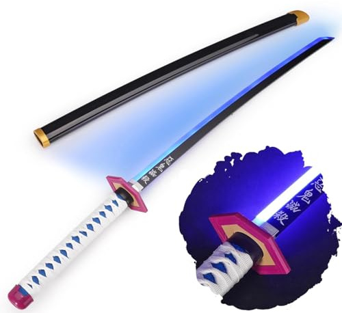 Demon Slayer - Sword, Lightsaber, Lightsaber, Katana LED, Samurai Sword with LED Blade with Sheath, Anime Fans, Anime Cosplay, for Adults and Children (Giyuu Tomioka)