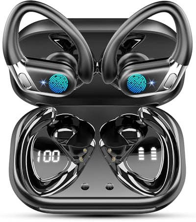 Cuffie Bluetooth Sport, 50 Ore Auricolari Bluetooth 5.4 HiFi Stereo, Cuffie Wireless Cancellazione Rumore Mics, Cuffiette Bluetooth Ricarica Rapida USB-C, Auricolare IP7 Impermeabil Correre Palestra