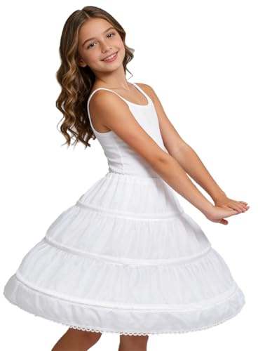 Aibaowedding Girls 3 Hoops Petticoat Half Slip Flower Girl Crinoline Skirt for Girls Underskirt Lace Half Slip for Ball Gown