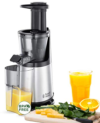 Russell Hobbs Slow Juicer Profi [Entsafter für Obst & Gemüse & Kräuter] Edelstahl (3 Siebeinsätze:fein, grob & gefrorene Früchte, inkl Rücklauffunktion, BPA-frei, Obstpresse) Saftpresse 25170-56