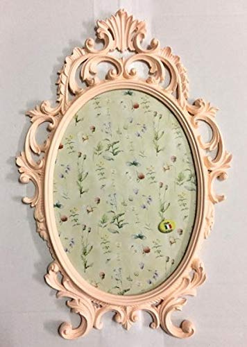 C531 Cadre Photo Sous Verre Baroque Vieux Rose Ovale Antique 43 x 27 cm