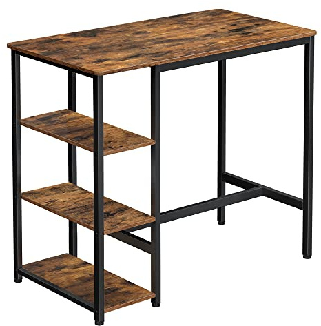 VASAGLE Computer Desk, Office Desk with Storage, High Table, Steel Frame, Workstation, 109 x 60 x 100 cm, Easy Assembly, Industrial Style, Rustic Brown and Black LBT11X