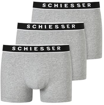 Schiesser Herren 3 PACK Boxershorts Bio Baumwolle Multipack - 95/5 Organic, grau-mel._173983, 4/ S
