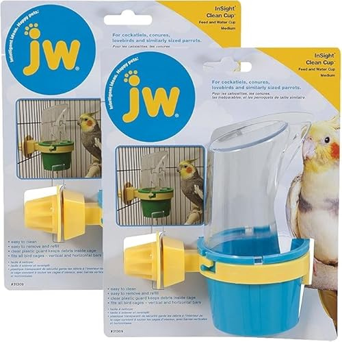 JW Pet Company Clean Cup Feeder and Water Cup Bird Accessory, Medium, Colors may vary