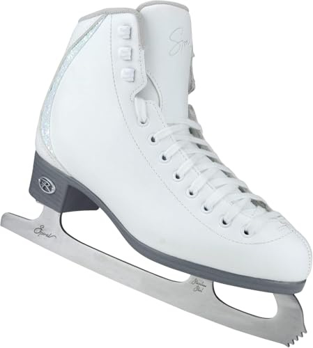 Riedell Sparkle Ice Skates - Comfortable, Beautiful Recreational Ice Skates for Women and Men with Supportive Uppers and Smooth Stainless Steel Blades - Snow - Size 9