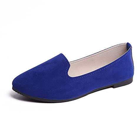 ERLINGO Women's Ballet Flats Pumps Slip On Flat Comfortable Walking Ballerina Shoes Pointed Toe Non Slip Low Heel Dolly Shoes Ladies Loafer Casual Shoe Royal Blue