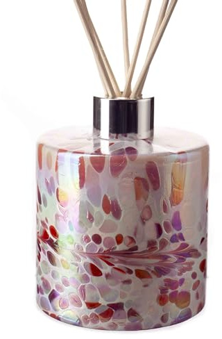 Amelia Art Glass Reed Diffuser Cylinder - Pink, Peach & White