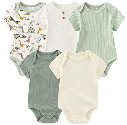 Chamie Newborn Baby Bodysuit Kurzarm für Baby Jungen und Mädchen 0-12M, 5er Pack