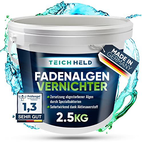 TeichHeld Fadenalgenvernichter teich [360° Schutz für Fische] 2,5kg Extra schnell & effektiv Dank 2in1 Wirkung mit LangzeitEffekt algenmittel algenvernichter algenentferner algen entferner algenstopp