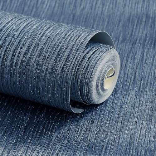 World of Wallpaper, Papier Peint Roma à Texture Métallique - Fond D'écran pour Salon, Boutique, TV, Chambre, Couloir, Décoration - Moderne Design Decoratif Papier Peint – Bleu acier