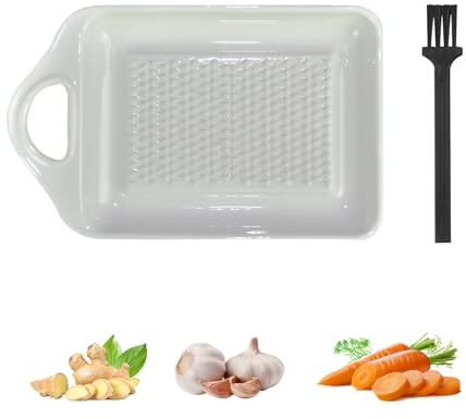 Keramik Reibe set, Keramik Reibe mit Mini Bürste,Keramikreibe für Ingwer mit Bürste,Keramik Glatt und Leicht Zu Reinigen,Geeignet Zum Reiben Von Knoblauch,Ingwer,Muskatnuss Und Zwiebel