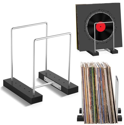 Woodoulogy Soporte de almacenamiento de discos de vinilo para 35 LP individuales (marrón)