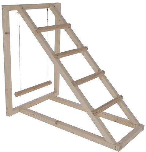 Kerbl Hobbyfarming Tour d'escalade pour Poules, balançoire pour Poules, échelle pour Poules, 85x55x76cm, Bois, Robuste, Plusieurs barreaux