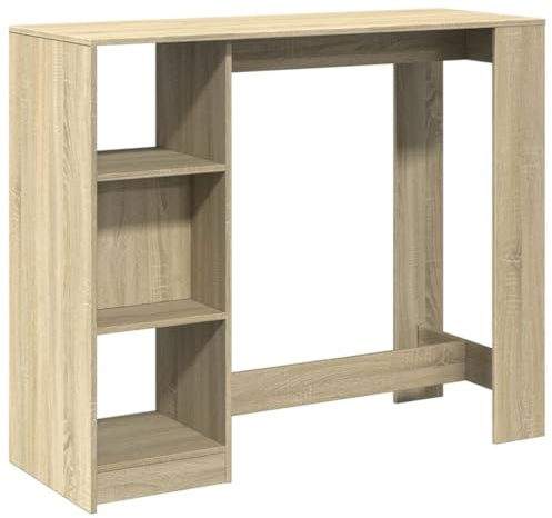 vidaXL Tavolo Bar con Ripiano Rovere Sonoma 124x46x103,5cm Multistrato, Tavolo Bar con ripiano, Tavolo Alto, Mobile da Bar, Tavolo Bar da Cucina