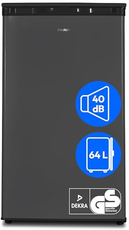 MEDION Congelador (64 litros, 85 cm de altura, 3 cajones transparentes, bisagras de puerta reversibles, MD37688) gris