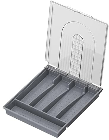 Contenitore per posate, contenitore per posate per argenteria | Contenitore per posate da cucina | Valigetta portaposate contenitore contenitore per argenteria a 5 scomparti con