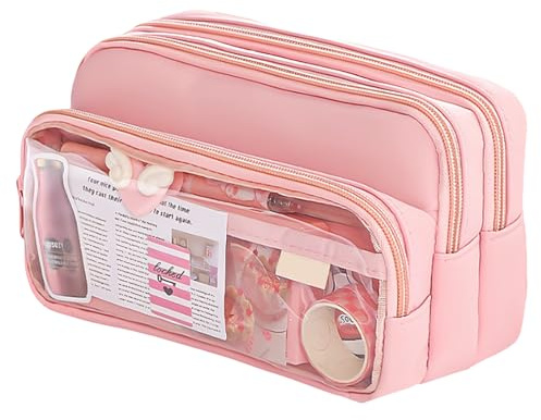 FOSDICK Astuccio Scuola, Grazioso Astucci Penne con 4 Scomparti, Astucci Grande Capacità, Astuccio per Matite, Cancelleria, Organizer per Scuola Media Università Ufficio