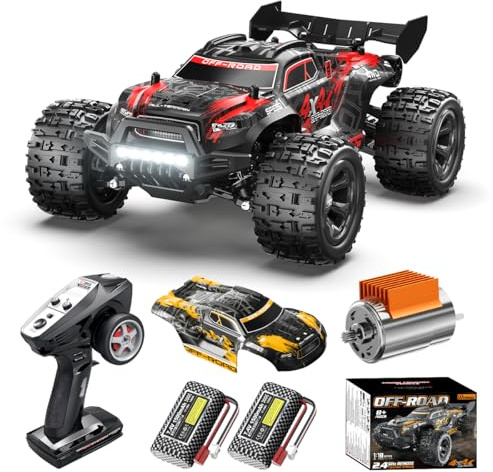 1:18 Scale RC Cars All Terrain Off Road 4WD Remote Control Car 36KM/H High Speed RC Monster Truck, Electric Vehicle with 2.4GHz Racing Car , Two 7.4V 1500mAh Rechargeable Batteries,for boys & adults