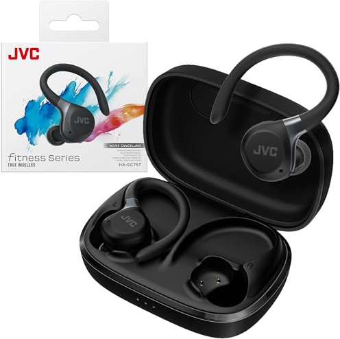 JVC Fitness Series HAEC75TB True Wireless Sport Earbuds, Black