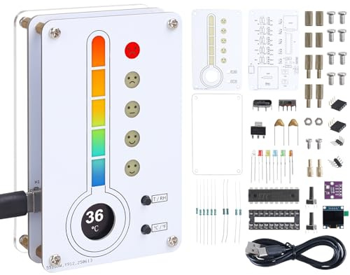 BANRIA Kit électronique à faire soi-même, compteur de température et d'humidité avec indication LED d'expression ℃/℉, thermo-hygromètre pour l'école, l'éducation, la chambre, l'intérieur