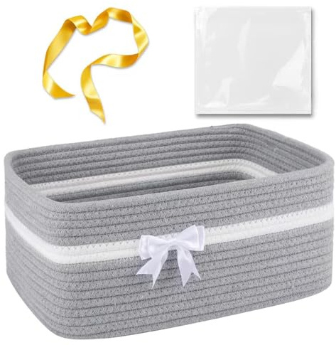 Cesto portaoggetti vuoto, in cotone, per asciugamani, snack, cestino intrecciato, per la cameretta dei bambini, 34 x 25 x 15 cm (grigio)