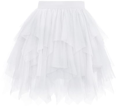 Wikoan Gonna in Tulle Gonna Asimmetrica in Rete Sottoveste in Multistrato Gonna in Tulle Foderata,Bianco,L-XL