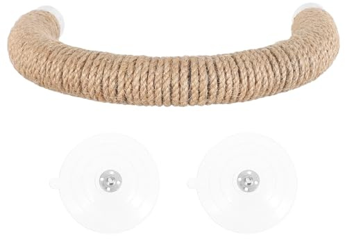 Veemoon Soporte para Pájaros de Madera Natural con Cuerda en U, Juguete para Periquitos y Loros, Percha Estable para Jaula, Accesorio para Moler Garras y Columpio para Aves Pequeñas