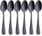 GoGeiLi Mattschwarzer Tafellöffel, Edelstahl Löffel in Satin-Finish, 19,8 cm, Bestecklöffel-Set, Service für 6 Personen, spülmaschinenfest