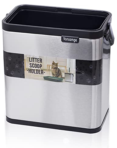 Vonsamge Universal Katzenstreu Schaufel Halter, Edelstahl Klein Tragbar Katzenstreu Schaufel Halter Müllbehälter