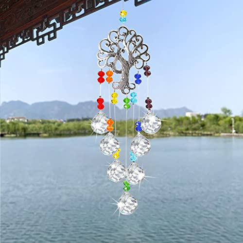 Seasboes Appeso Arcobaleno Prisma Finestra, Crystal Suncatcher, Acchiappa-Sole in Cristallo Ornamento da Finestra con Farfalla, Suncatcher Decorazione per Casa Giardino Nozze (colore)