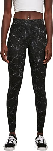 Urban Classics Damen Ladies Soft AOP Leggings blackmarble, L