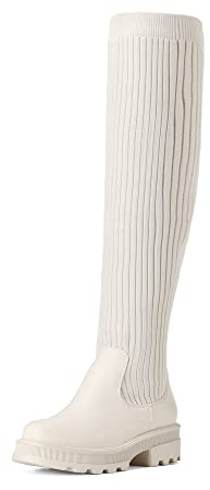 DREAM PAIRS Botas De Caña Extra Larga de Mujer Botas por Arriba de la Rodilla Botas Elástica Invierno Elegantes Y Estilo BEIGE SDOB2201W-E Talla 37 (EUR)