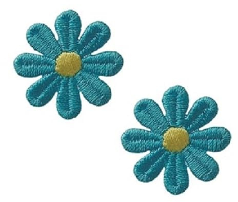 Mono Quick 06015 Blume, türkis-gelb, 2er SET Bügelbild, Patch ca. 2,6 x 2,6 cm