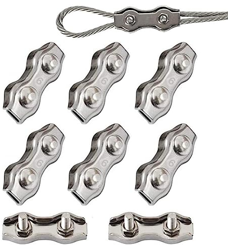 6 Pezzi Morsetto Duplex M6 Morsetti per Fune Metallica Morsetti per Funi Duplex in Acciaio Inossidabile 304 Clip per Fune Metallico per Funi Metalliche Cavi Sartiame da 6 mm