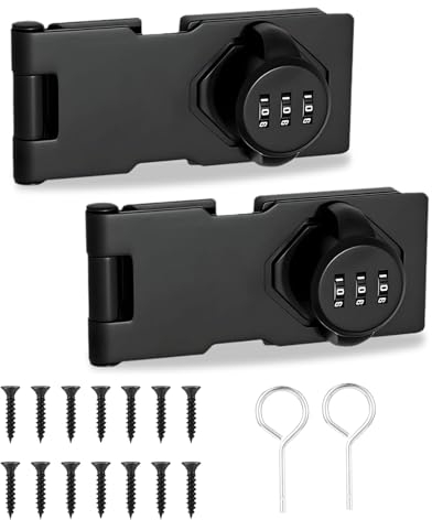 Golgner 2 Stück Überfalle mit Zahlenschloss, Sicherheitsüberfalle Abschließbar, 3 Stelliges Zahlenschloss mit Schraube, Mechanisches Passwortschloss, für Schrank, Schränke, Scheunentür, Schwarz