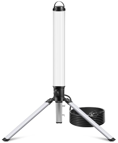 150W LED Turm Baustrahler mit Stativ, 15000 Lumen 360 Grad Strahler LED Arbeitsleuchte mit 2m Kabel, 4000K Warmweiß,Vormontage für Konstruktion Werkstatt, Garage, Keller, Schuppen