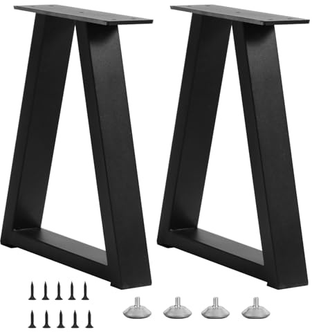 Y-CFHFC 16 Inch Trapezoid Bench Legs Metal Coffee Table Legs, End & Side Table Feets, DIY Furniture for Desk Chair, Set of 2 (H16 x W10.8, Black)