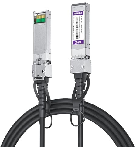 REDLUX 10G SFP+ DAC Kabel 3-Meter, Direct Attach Kupfer Twinax Kabel, Kompatibel für Cisco, Ubiquiti UniFi, Meraki, Mikrotik, Fortinet, Netgear, TP-Link, D-Link, Broadcom, Linksys