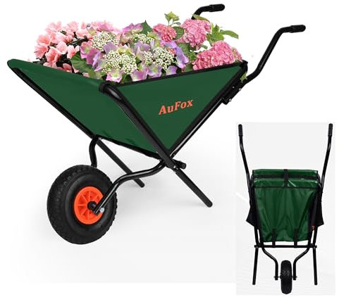 Carretilla plegable plegable, ligera para el hogar, patio, fácil carga y descarga, carrito de jardín, tela Oxford gruesa, carrito de césped para suelo nutritivo, hierba, hojas, suministros de jardín