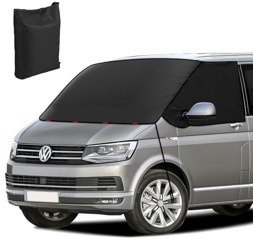 ZATOOTO Cubierta para Parabrisas de Coche para T5 T6, Parasol Coche Delantero para VW T5 T6, 600D Oxford Impermeable Parabrisas Protección Solar, Cubierta de Parabrisas Resistente a la Intemperie