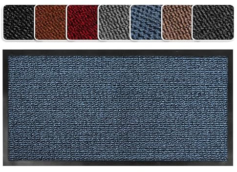 SG Traders Washable Door Mats - Non-Slip Rubber Backed Doormats Indoor & Outdoor - Highly Absorbent Door Mats, Floor Mat, Kitchen Mat, Perfect Dust Grabbing Doormats Dirt Trapper (90x150cm - Blue)