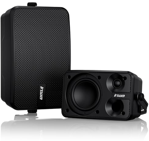 Inwa Outdoor Bluetooth Speakers, 400W Active Passive Wall Mount Speaker, Waterproof Wireless Indoor/Outdoor Stereo Sound Set W/Aux in, Sound System for Patio/Porch/Gazebo/Garage(Pair, Ivory Black)