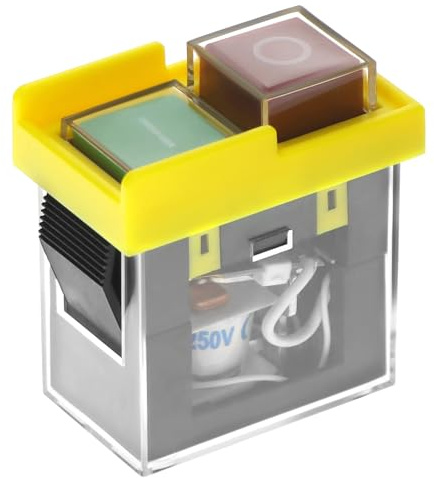 QWORK® Interruttore di sicurezza KJD6 5E4 AC250V 6(4) A, IP55, interruttore per utensili, pulsante di avvio, interruttore elettromagnetico