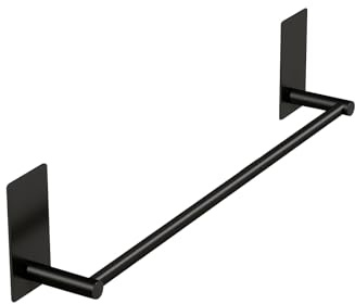 Vista Toallero sin taladrar, 40 cm, acero inoxidable SUS304, barra para toallas, color negro, montado en la pared, para baño, dormitorio, cocina