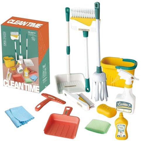 Kinderreinigung Spielzeugset 12PCS/ Set Kleinkindreinigungsset für Kinder im Alter von 3+ Reinigungs -Spielset tun Spiele Housekeep Supplies Kit Weihnachtsgeburtstagsgeschenk für Jungen Mädchen, Spie