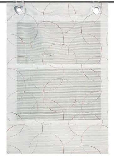 Tenda a pacchetto con ricamo, senza gancio, per finestre, colore bianco, semitrasparente, 1 pezzo (larghezza x altezza): 45 x 140 cm